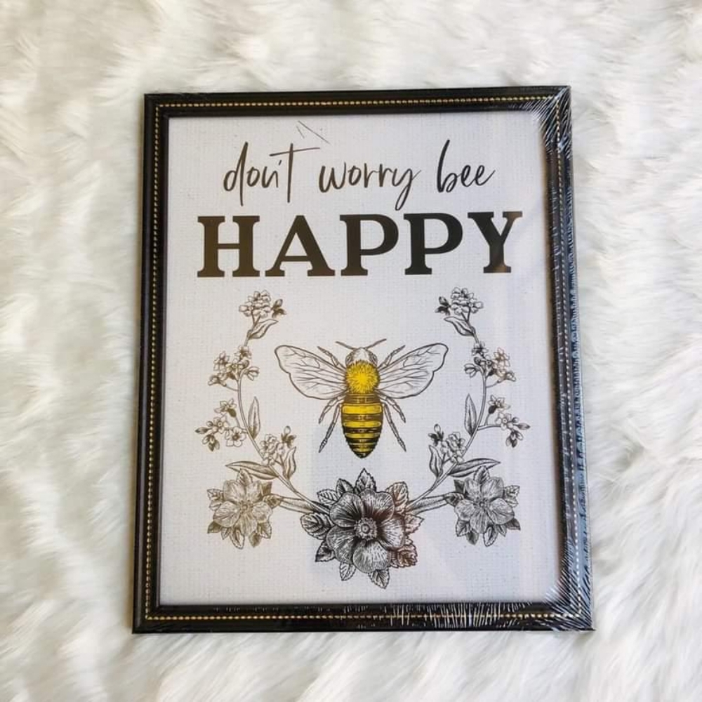 Don't Worry Bee Happy Glass Frame